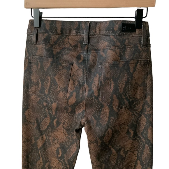 NWT PAIGE Hoxton Jeans Ultra Skinny Coated Snake Black Brown Size 26 - Picture 6 of 16